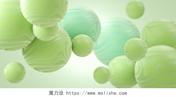 绿色c4d立体几何微粒体球形背景春天3DC4D